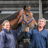 Dan Clarken and Oopy McGillivray with their Melbourne Cup runner, The Map.