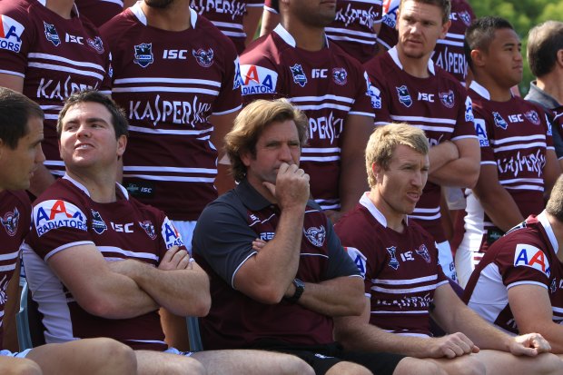 Des Hasler ponders ahead of what was his final game as coach of Manly in his first stint at the club.