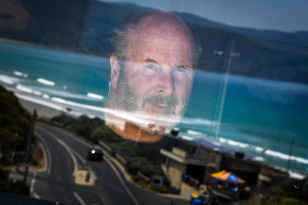 Howard Hughes looks out over Fairhaven beach, along the Great Ocean Road.