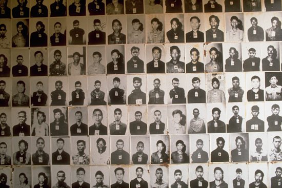 At Tuol Sleng Genocide Museum, photos document some of the Khmer Rouge victims held there.
