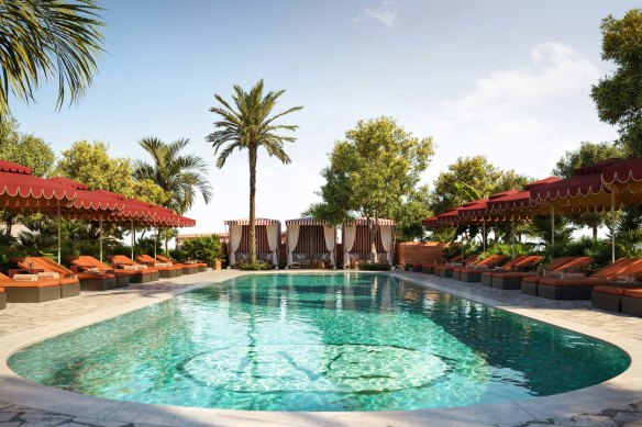 The 20-metre rooftop pool has a fun Beverly Hills vibe.