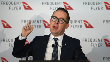 Qantas Group CEO Alan Joyce announcing the $25 million overhaul of its frequent flyer program on Thursday.
