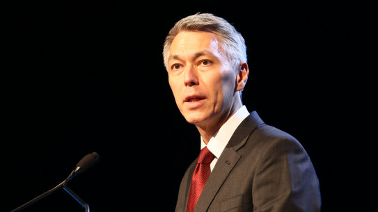 BHP chief executive Mike Henry at the World Mining Congress in Brisbane