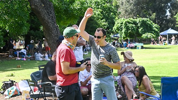 Joe Rotella and Mark Santacroce celebrate a win in the Cup on Twilight Payment.