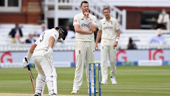 Ollie Robinson on the field at Lord’s.