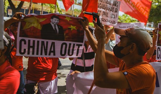 Filipino protesters demonstrate outside China’s embassy in Manila after the incident this month.
