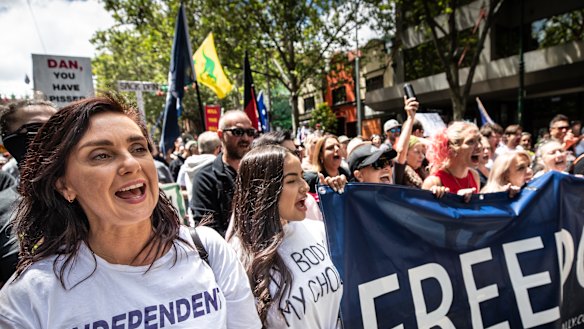 Crossbench MP Catherine Cumming at the freedom rally last week.