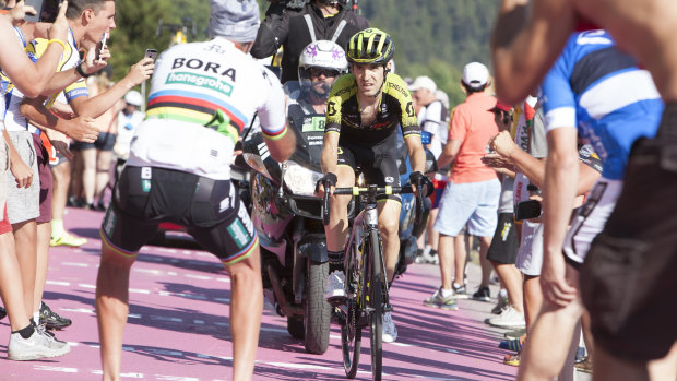 So close: Mikel Nieve's brave bid for the stage win fell agonisingly short.