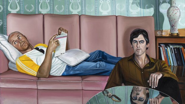Go-Betweens singer-songwriters Grant McLennan and Robert Forster in a 2001  Anne Wallace oil painting.