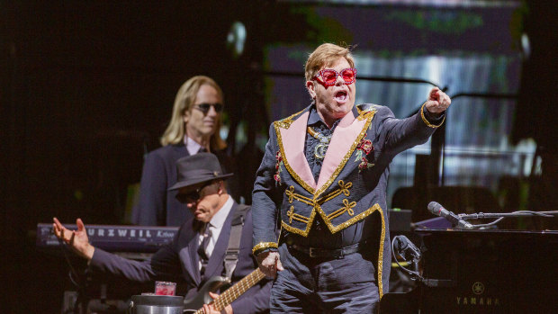 Elton John at the first Australian concert of his final tour of the nation.
