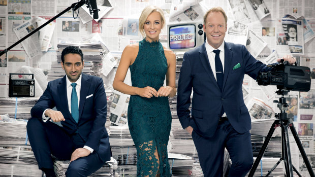 The Project hosts Waleed Aly, Carrie Bickmore and Pete Helliar.