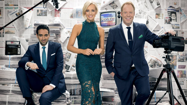 The Project hosts Waleed Aly, Carrie Bickmore and Pete Helliar.