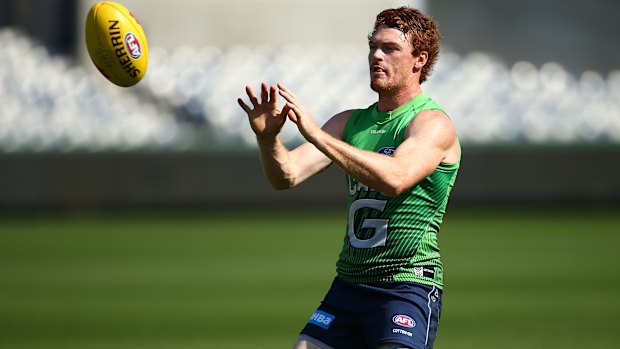 Geelong's Gary Rohan trains at GMHBA Stadium back in February.