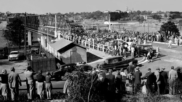 The opening of the Iron Cove Bridge in Drummoyne