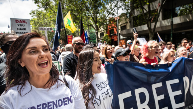 Crossbench MP Catherine Cumming at the freedom rally last week.