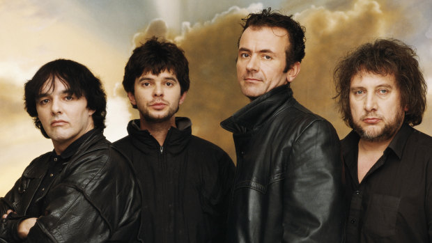 The Stranglers in London in 1988, from left: Dave Greenfield, Jean-Jacques Burnel, Hugh Cornwell and Jet Black.