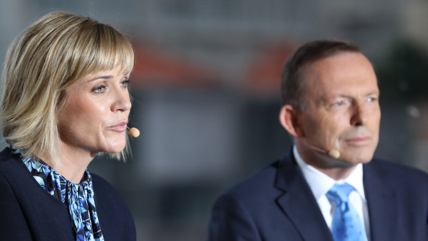 Warringah rivals Zali Steggall and Tony Abbott.