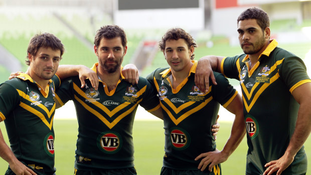 Queensland and Australia’s golden generation of (left to right) Cooper Cronk, Cameron Smith, Billy Slater and Greg Inglis have been inducted into the Hall of Fame.