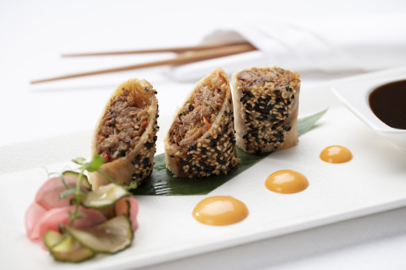 Next-level spring rolls, stuffed with duck confit, shiitake mushrooms and hoisin sauce.