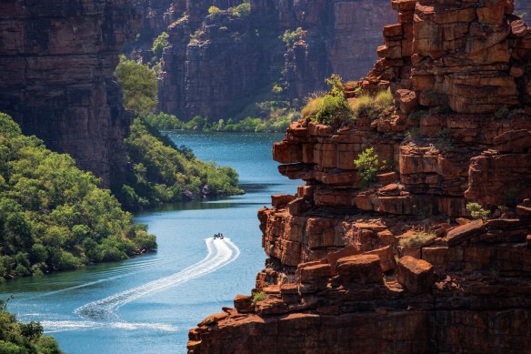 On a Zodiac tour with Silversea in the King River Gorge in the Kimberley.