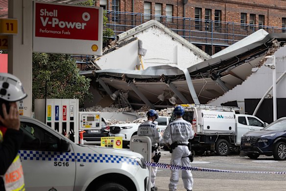 Two people have been hospitalised after the building collapse in Ultimo.