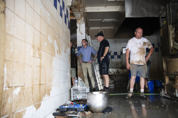 NSW Premier Dominic Perrottet touring a bakery in Lismore days after the devastating flood.  