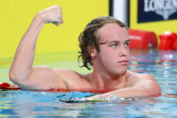 Sam Short after the men’s 1500m freestyle final at the 2022 Birmingham Commonwealth Games.