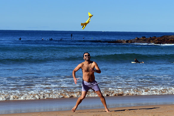 Mark Shirzad plays on Dee Why beach on Sunday. 