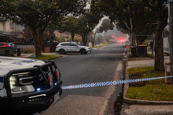 The road remained blocked off on Monday morning.