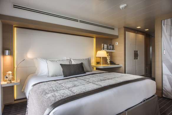 A stateroom on board Le Soleal.