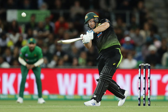 Aaron Finch, pictured at the Twenty20 series against Pakistan, will captain the Melbourne Renegades. 