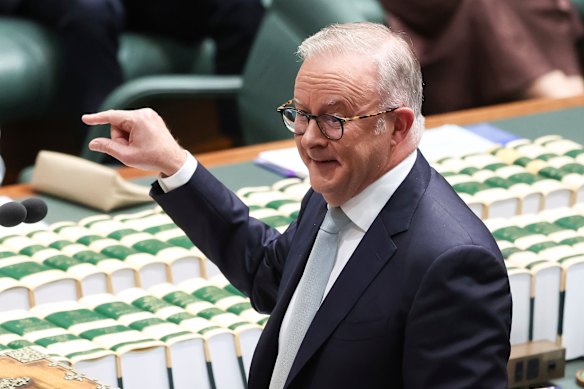 Prime Minister Anthony Albanese during Question Time at Parliament House in Canberra this week. 
