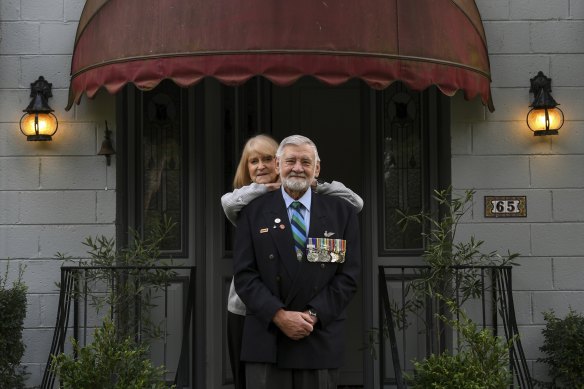 Vietnam Veteran Andy Lapins and his wife Anita at their Glen Waverley home. 