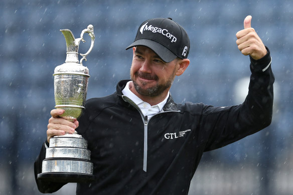 Brian Harman after his victory at Hoylake.