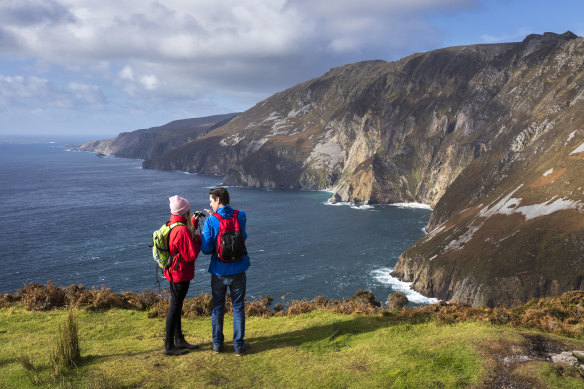 On Slieve League’s stark, high cliffs, the wind can almost blow you into the sea.