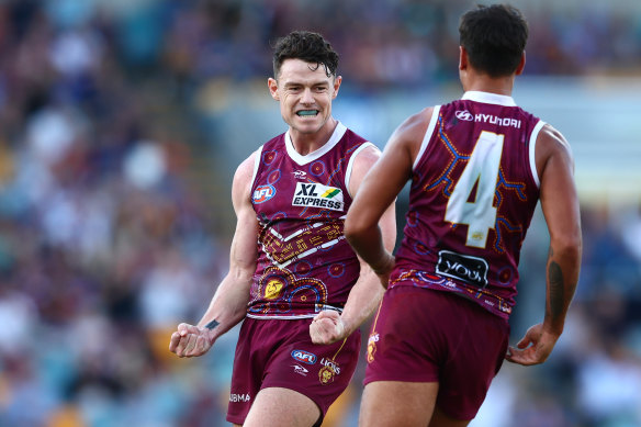Running hot: Lachie Neale was on fire for the Lions.