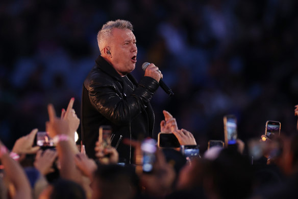 Jimmy Barnes performing ahead of the 2022 NRL grand final at Accor Stadium.