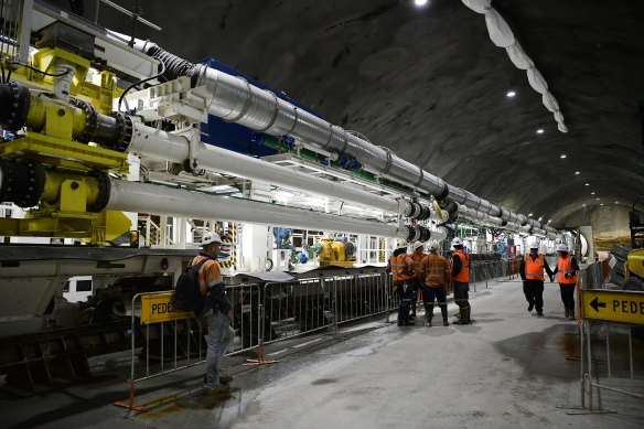 Kathleen at Barangaroo in June, shortly before she began digging the first rail tunnel under Sydney Harbour. 