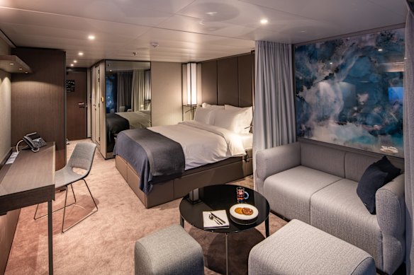 A stateroom with understated luxury.
