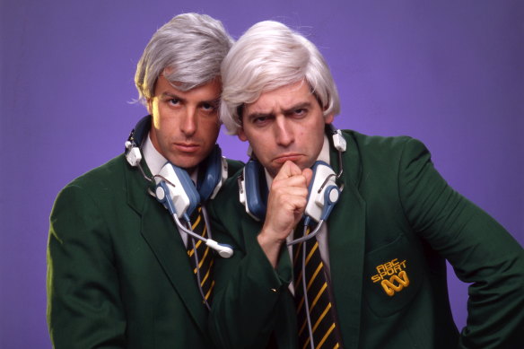 Santo Cilauro and Rob Sitch as sports presenters Graham and The Colonel on The Late Show.