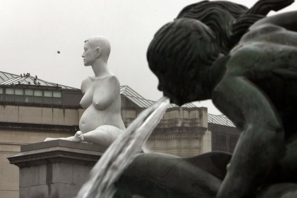 The 13-tonne Alison Lapper Pregnant statue in Trafalgar Square. She posed naked for artist Marc Quinn in what the artist says was a tribute to motherhood.