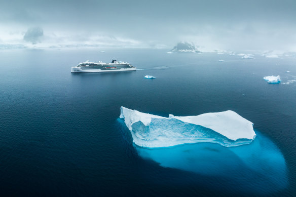 Icebergs in Antarctica with Viking Cruises.