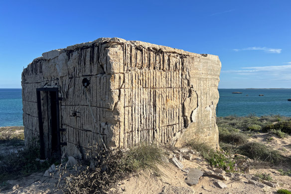 Remnants of bomb-testing buildings at Timouille Island.