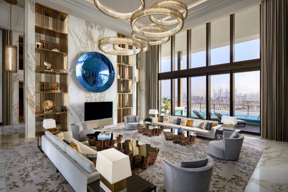 The world’s most expensive hotel room (reportedly): the Royal Mansion, Atlantis the Royal, Dubai.