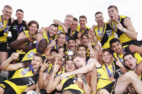 Richmond celebrate their 2019 VFL premiership.