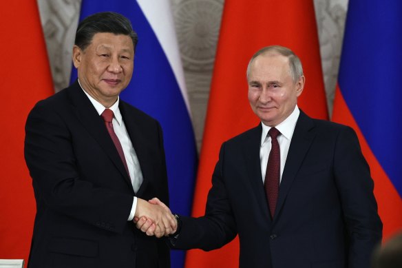 Chinese President Xi Jinping and Russian President Vladimir Putin at the Grand Kremlin Palace in Moscow last week.