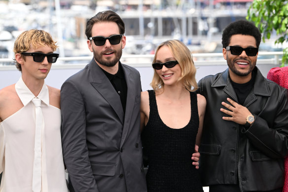 Sivan with director Sam Levinson, Lily-Rose Depp and Abel “The Weeknd” Tesfaye in Cannes for The Idol.