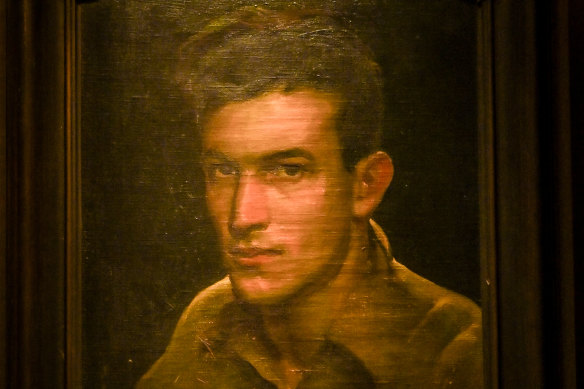 Detail from a self-portrait painted before Griffin left to serve overseas.