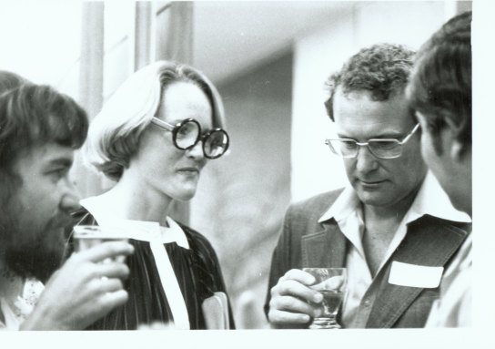 Michele Field with Frank Moorhouse at the University of Queensland.