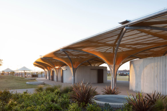 The public amenities at Elara Sporting Fields by Chrofi architects in Marsden Park. 